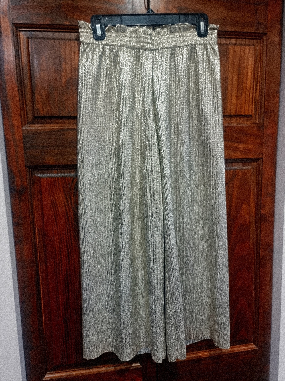 Alice + Olivia Silver Metallic Wide Leg Pants